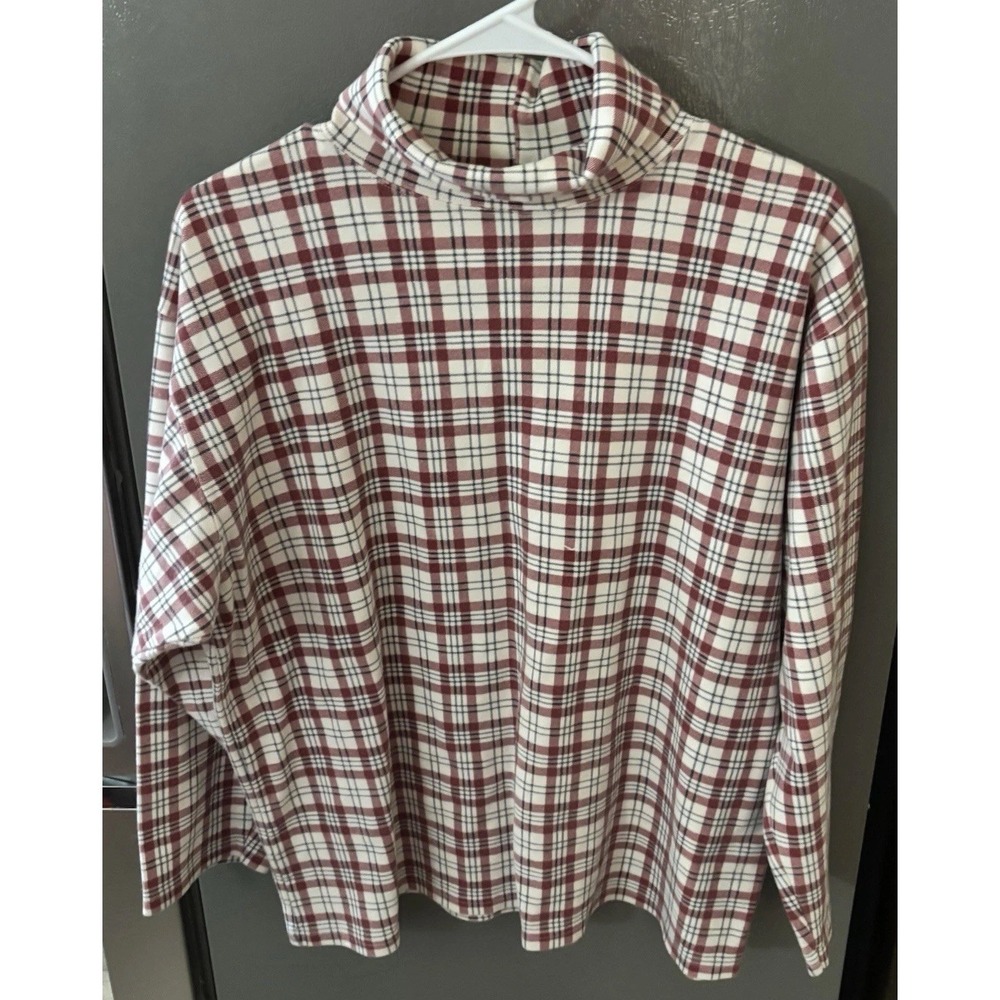 Cape Isle Knitters Top Women's‎ XL Red Green White Plaid Xmas Turtleneck Vintage